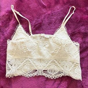 Cream Lace Crochet Crop Top